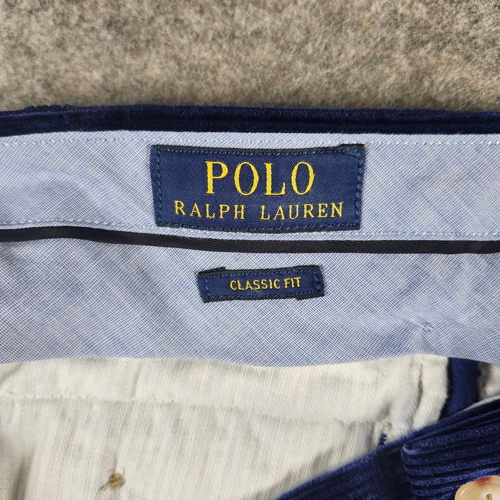 VTG Polo Ralph Lauren Men Royal Blue Corduroy Pants Classic Fit 36x30 Rare Y2K - Picture 2 of 16